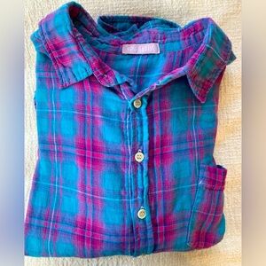 CP Shades 100% Cotton Pink and Blue Plaid Button Down Shirt | Women’s Med